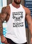 Funny I'm Kitten Swole Right Meow Casual Crew Neck Knit Tank