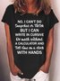 Womens funny letter Crew Neck Cotton Blends Casual Short Sleeve T-Shirt