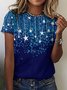 Women's Casual Star Gradient Print Crew Neck T-Shirt
