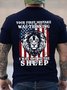 Lion Us Flag Your First Mistake Was Thinking I Was One Of The Sheep  Short Sleeve Cotton Crew Neck Short Sleeve T-Shirt