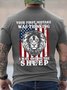 Lion Us Flag Your First Mistake Was Thinking I Was One Of The Sheep  Short Sleeve Cotton Crew Neck Short Sleeve T-Shirt