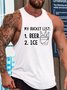 Men's Beer and Ice Funny Casual Sleeveless Knit Tank