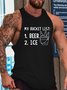Men's Beer and Ice Funny Casual Sleeveless Knit Tank
