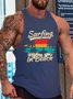 Vintage Casual Surfing In Beach Crew Neck Tank Top