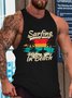 Vintage Casual Surfing In Beach Crew Neck Tank Top
