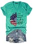 American Flag Sunflower Happiness Is Being A Mimi Casual Letter Cotton Blends T-Shirt
