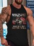American flag Veteran Soldier Crew Neck Casual Tank Top