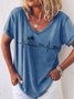 Womens Beach Heartbeat Summer Sleeveless Vacation Holiday V Neck Casual T-Shirt