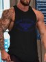 Men gun Text Letters Crew Neck Loose Tank Top