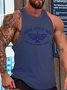 Men gun Text Letters Crew Neck Loose Tank Top