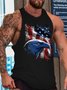 America Flag Men's Crew Neck Loose Text Letters Tank Top