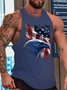 America Flag Men's Crew Neck Loose Text Letters Tank Top