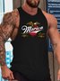 Men Sea Eagles Printing Loose Crew Neck Basics Tank Top