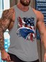 America Flag Men's Crew Neck Loose Text Letters Tank Top