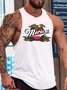 Men Sea Eagles Printing Loose Crew Neck Basics Tank Top