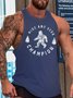 Men Orangutan Text Letters Loose Tank Top
