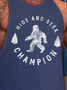Men Orangutan Text Letters Loose Tank Top