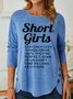 Womens Funny Short Girl Casual Crew Neck Top
