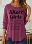 Womens Funny Short Girl Casual Crew Neck Top