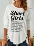 Womens Funny Short Girl Casual Crew Neck Top