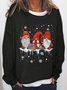 Women Christmas Gnomies Santa Crew Neck Simple Text Letters Sweatshirt