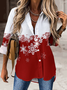 Women's Christmas Snowflake Print Blouse