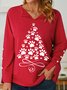 Women's Christmas Paw Tree Print Sweatshirt