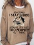 Women’s Funny Letter Cat Print Casual Sweatshirt