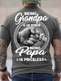 Men's Being Grandpa Ia An Honor Being Papa Is Priceless Funny Graphic Print Loose Text Letters Cotton Casual T-Shirt