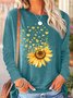 Women's Sunflower Heart Crew Neck Simple Regular Fit Long Sleeve Top