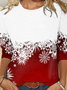 Snowflake gradient print round neck long-sleeved T-shirt