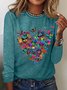 Women's Butterfly Heart Casual Crew Neck Top