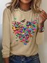 Women's Butterfly Heart Casual Crew Neck Top