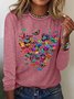 Women's Butterfly Heart Casual Crew Neck Top