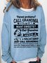 Women's Funny Word Just Call Grandma Text Letters Simple Crew Neck Sweatshirt