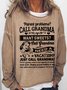 Women's Funny Word Just Call Grandma Text Letters Simple Crew Neck Sweatshirt