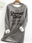 Women's Funny Young Sister Letter Print Crew Neck Casual Sweatshirt