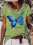 Women's No One Is And That Is Your Superpower Butterfly Crew Neck Letters Casual T-Shirt