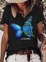 Women's No One Is And That Is Your Superpower Butterfly Crew Neck Letters Casual T-Shirt