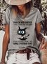 Womens Funny Coffee Black Cat Casual T-Shirt