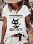 Womens Funny Coffee Black Cat Casual T-Shirt