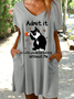 Women's Funny Word Cat Lover Loose Casual Animal Dress