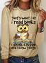 Women's That's What I Do I Read Books I Drink Coffee Know Things Owl Simple Crew Neck Text Letters Shirt