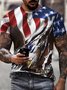 Men’s Eagle Patriotic Flag Pattern Casual Regular Fit Animal Crew Neck T-Shirt