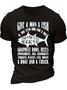 Men’s Give A Man A Fish & You Feed Him For A Day Crew Neck Text Letters Casual Regular Fit T-Shirt