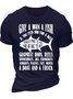 Men’s Give A Man A Fish & You Feed Him For A Day Crew Neck Text Letters Casual Regular Fit T-Shirt