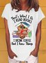 Women's Owl Coffe Book Funny Casual Letters T-Shirt