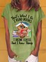 Women's Owl Coffe Book Funny Casual Letters T-Shirt