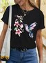 Women's Hummingbird Watercolor Nature Bird Lover Crew Neck Casual T-Shirt
