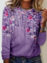 Womens Art Print Casual Crew Neck Shirt